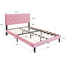 Load image into Gallery viewer, Modern Upholstered Platform Bed Frame With Button Tufted Fabric Headboard
