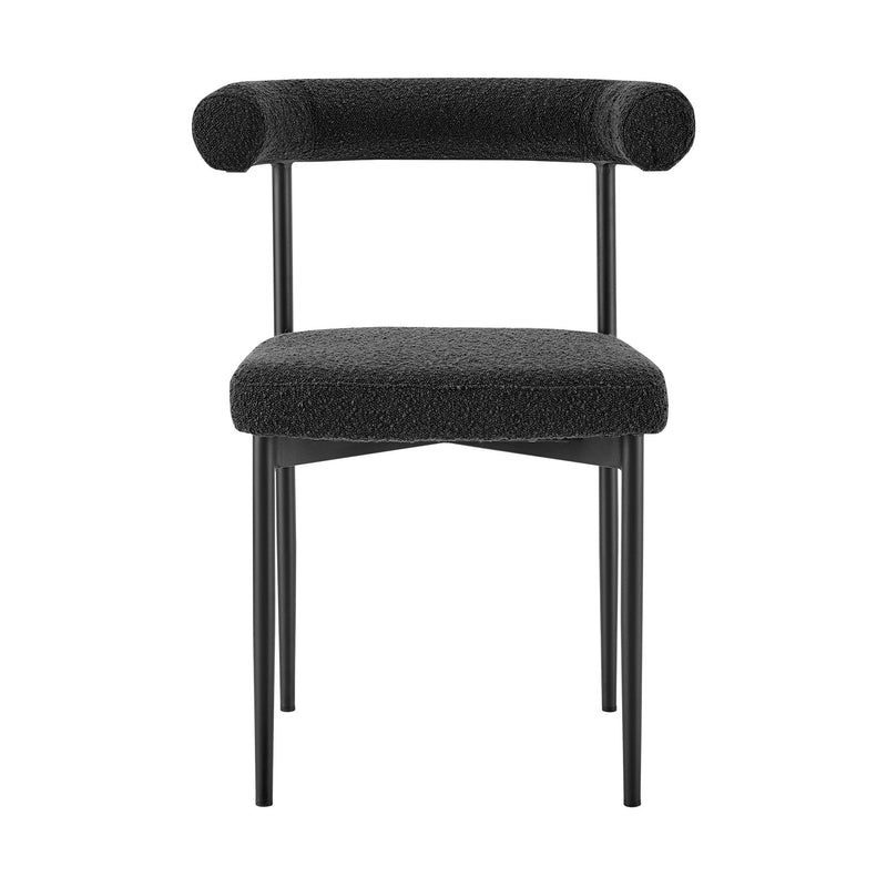 Upholstered Polyester Open Back Dining Side Chairs (Set of 2) - Black