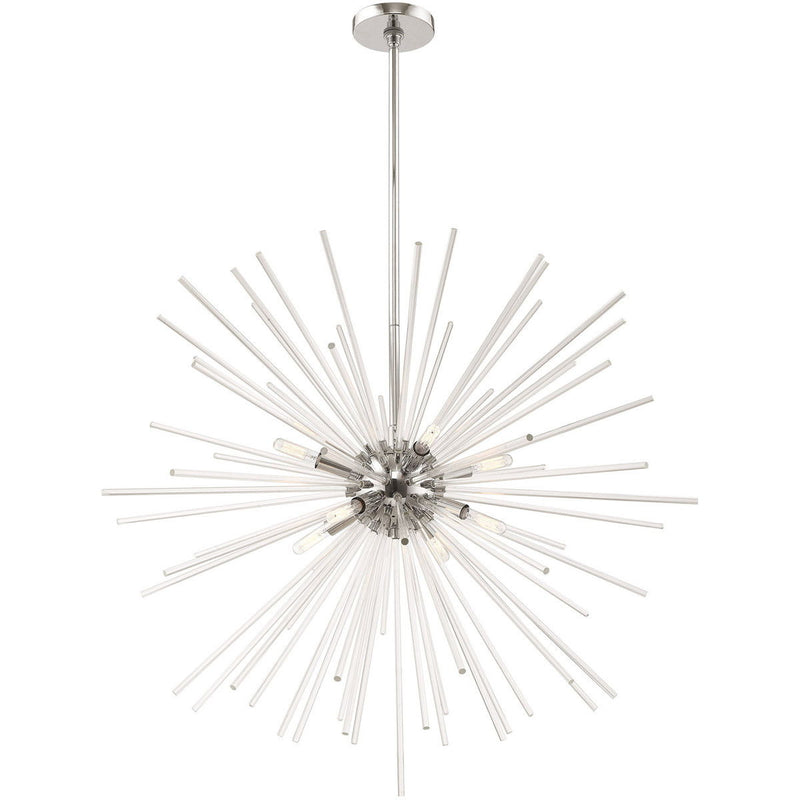 38" Eight Light Dimmable Chandelier With Shades - Silver