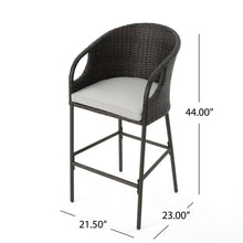 Load image into Gallery viewer, Outdoor 31&quot; Rattan Barstools With Waterproof Cushions (Set of 2) - Multi Brown
