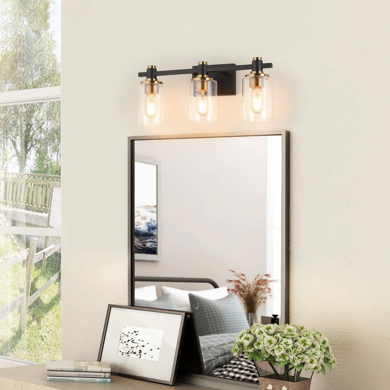 8" Glass Armed Sconce - Black / Clear