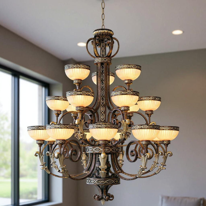 53" Multi Light Dimmable Chandelier With Shades - Bronze
