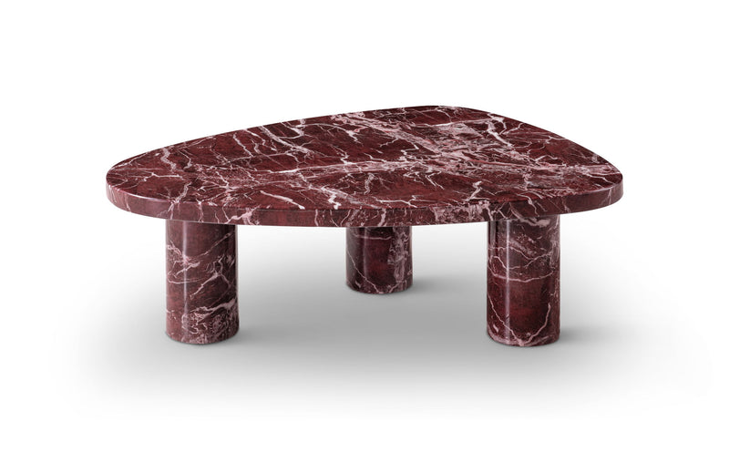 Marble Triangular End Table - Red