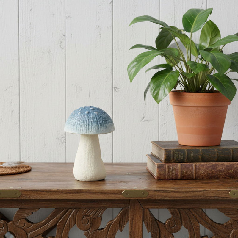 Mushroom Tabletop Sculpture - Blue / Off White