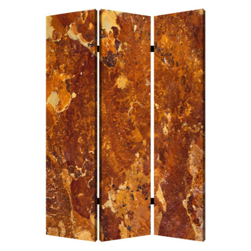 Wood Canvas Brown Marble Screen - Multi Color