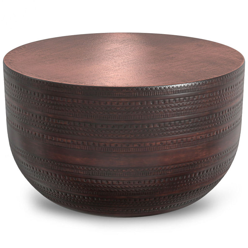 Metal Round Drum End Table - Bronze