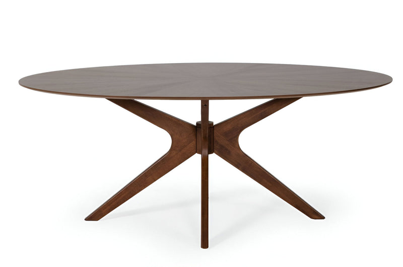 75" Oval Solid Manufactured Wood Pedestal Base Dining Table - Brown