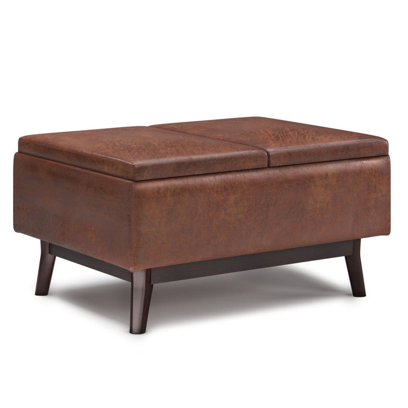 34" Cocktail Ottoman With Storage - Brown