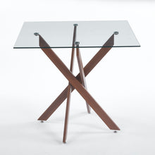 Load image into Gallery viewer, Dining Table With Cross Metal Leg And Tempered Glass, Modern Space Saving Kitchen Table For Living Room Legs, Square Table
