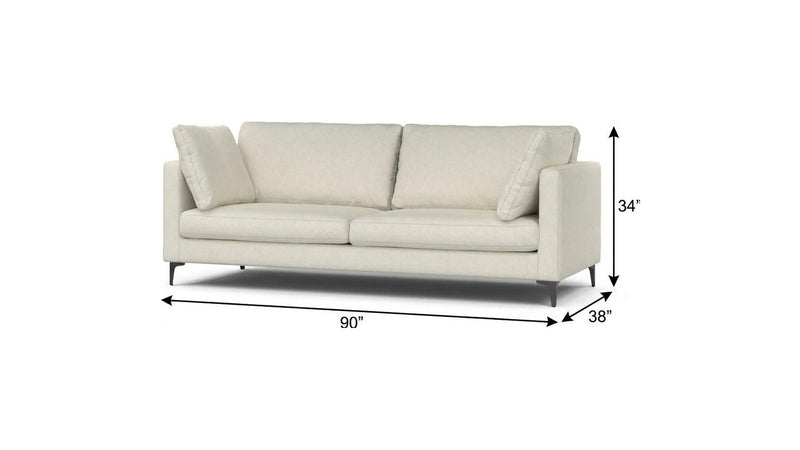 90" Fabric Sofa With Black Legs - Cream