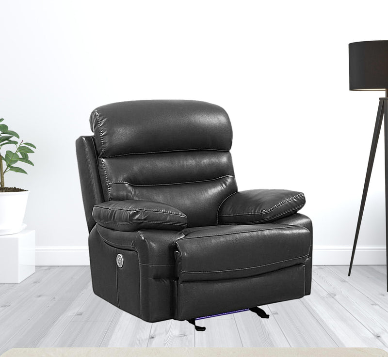 Gray Faux Leather Power Recliner Chair - Gray