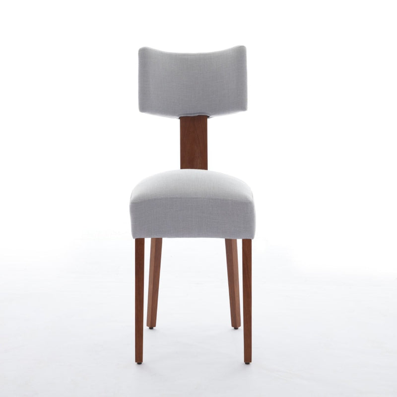 Tufted Solid Wood Partially Open Back Dining Side Chairs (Set of 2) - Gray / Brown