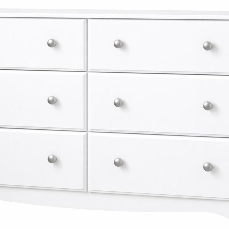 Solid Wood Six Drawer Dresser (760740) - White