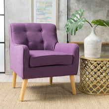 Load image into Gallery viewer, Modern Arm Chair With Tufted Back And Wooden Legs
