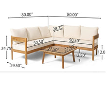 Load image into Gallery viewer, Brooklyn - Sofa Set Rounded Tuxedo Design - Teak / Beige
