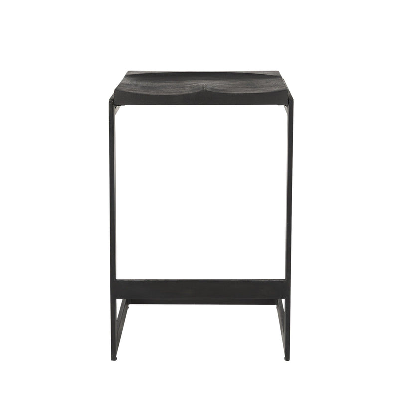 Solid Wood And Metal Backless Counter Height Bar Chair - Black