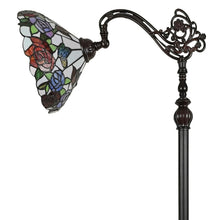 Load image into Gallery viewer, Traditional Shaped Floor Lamp With White And Red Stained Glass Bowl Shade - Brown
