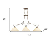 Load image into Gallery viewer, 27" Three Light Metal Dimmable Chandelier With Shades - Bronze / Cream
