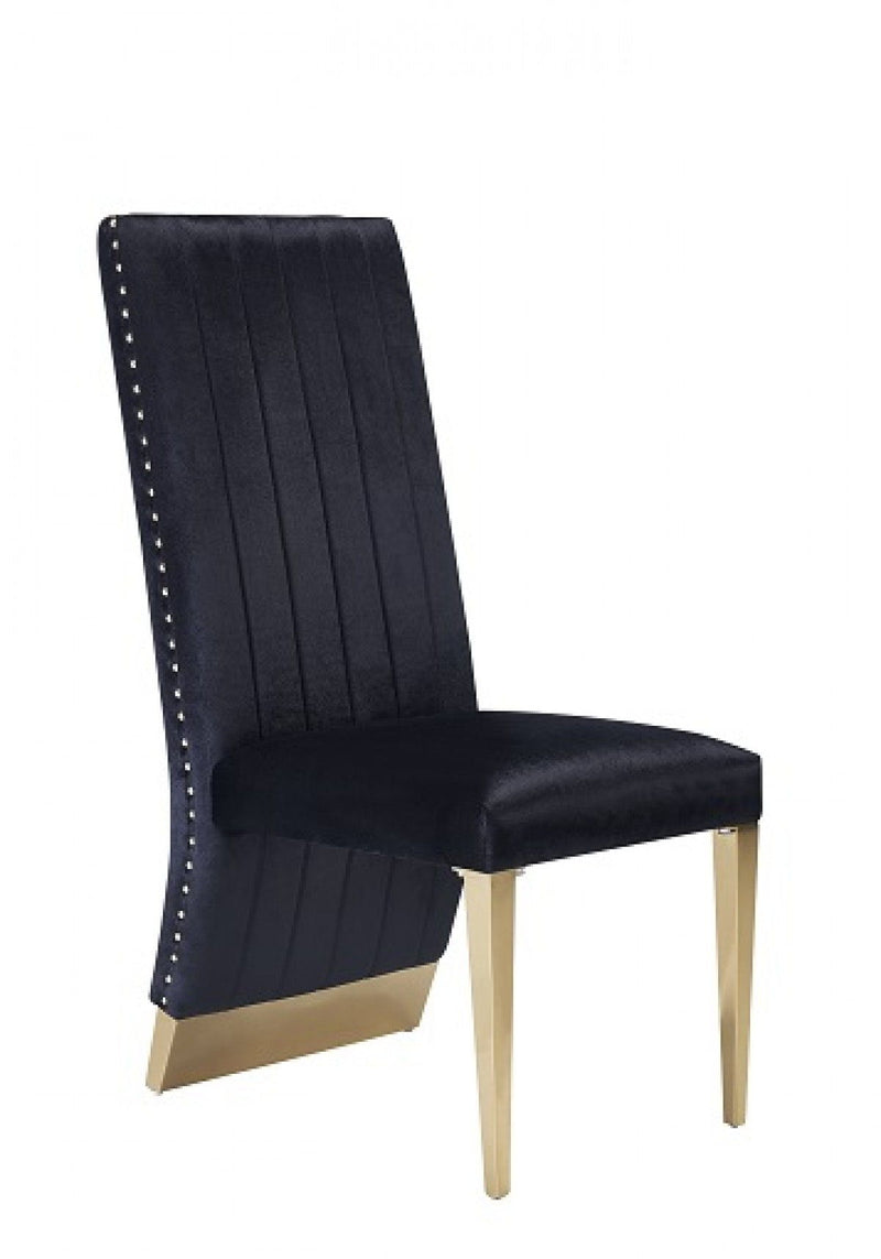 Tufted And Upholstered Velvet Dining Side Chairs (Set of 2) - Black / Gold