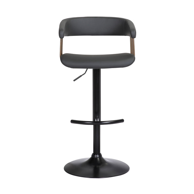 Faux Leather And Metal Swivel Adjustable Height Bar Chair - Black