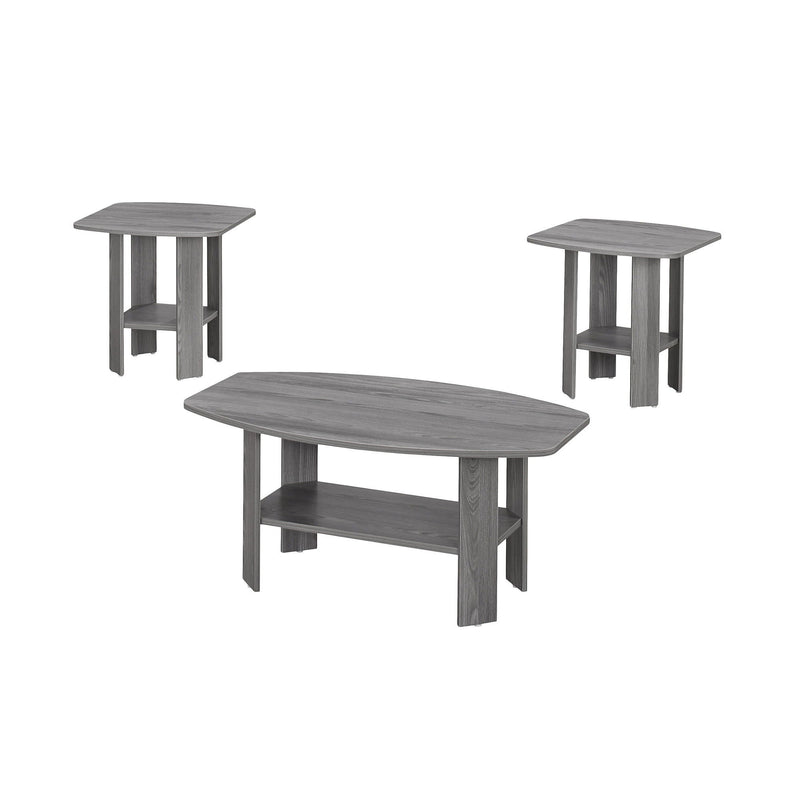 36" Coffee Table With Shelf (Set of 3) - Gray