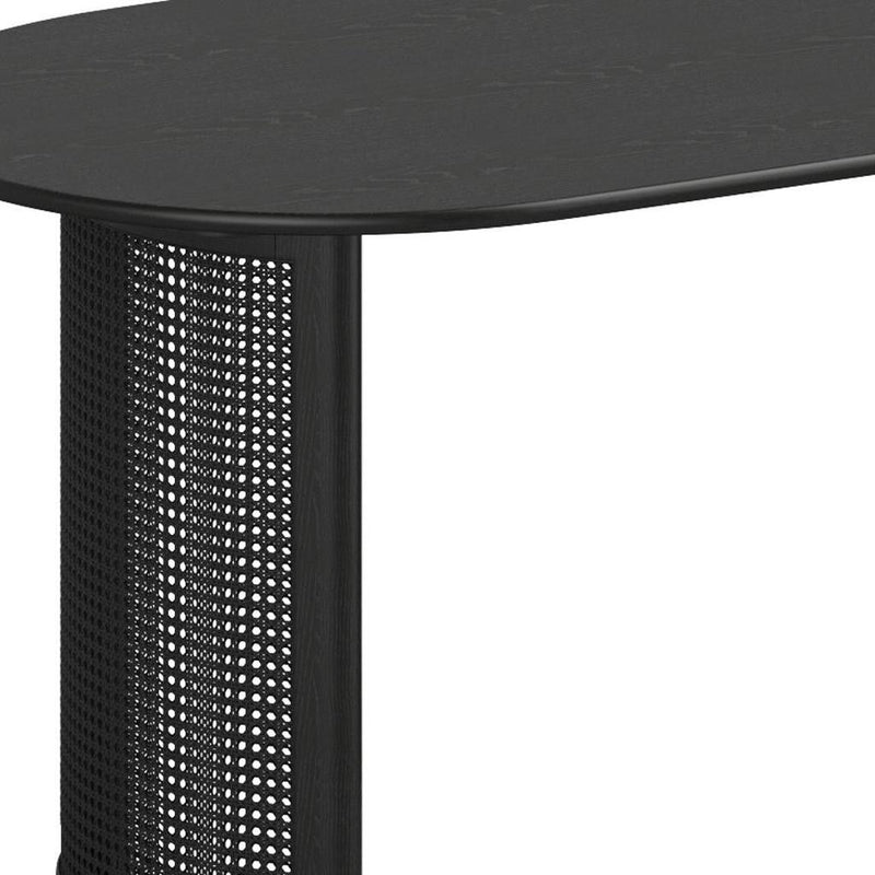 66" Solid Wood Double Pedestal Base Oval Dining Table - Black