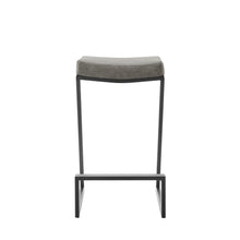 Load image into Gallery viewer, 26" Faux Leather And Iron Backless Counter Height Bar Chair - Black / Gray
