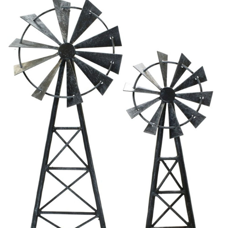 Windmill Tabletop Sculpture (Set of 2) - Pewter