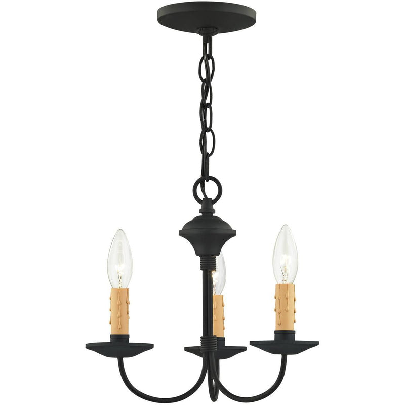 11" Three Light Dimmable Chandelier With Shades - Black