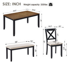 Load image into Gallery viewer, 6 Piece Dining Table Set With Bench - Beige / Black / Oak
