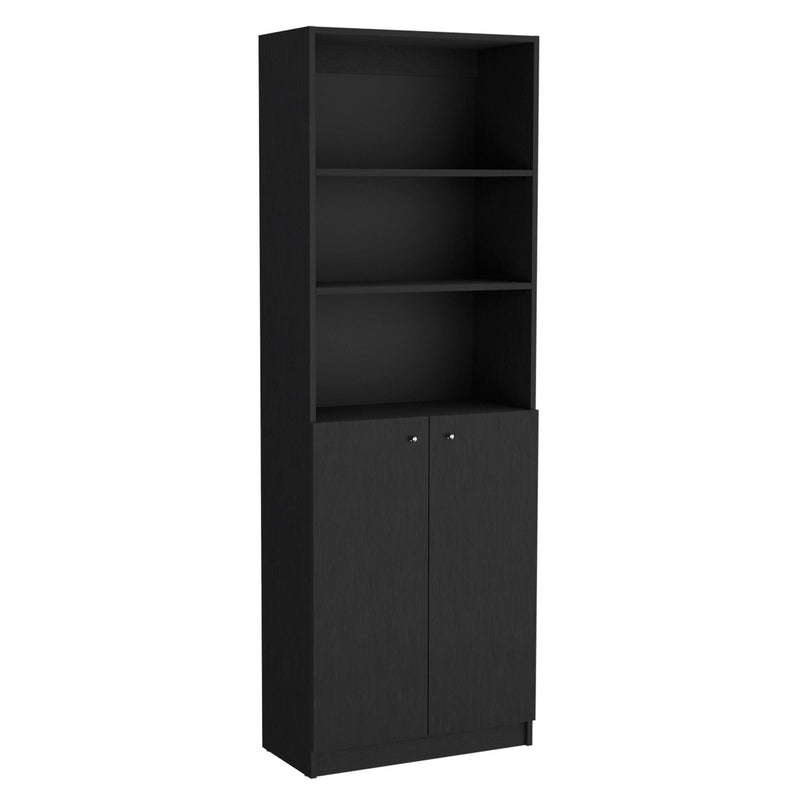 Five Tier Bookcases With Two Doors (Set of 3) - Black