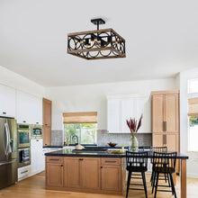Load image into Gallery viewer, Kitchen Island Lights Ceiling Light Farmhouse Dining Room Light Fixture, Wood And Metal Rectangular Ceiling Light, Ceiling Lighting For Living Room, Conference Room, Home Office
