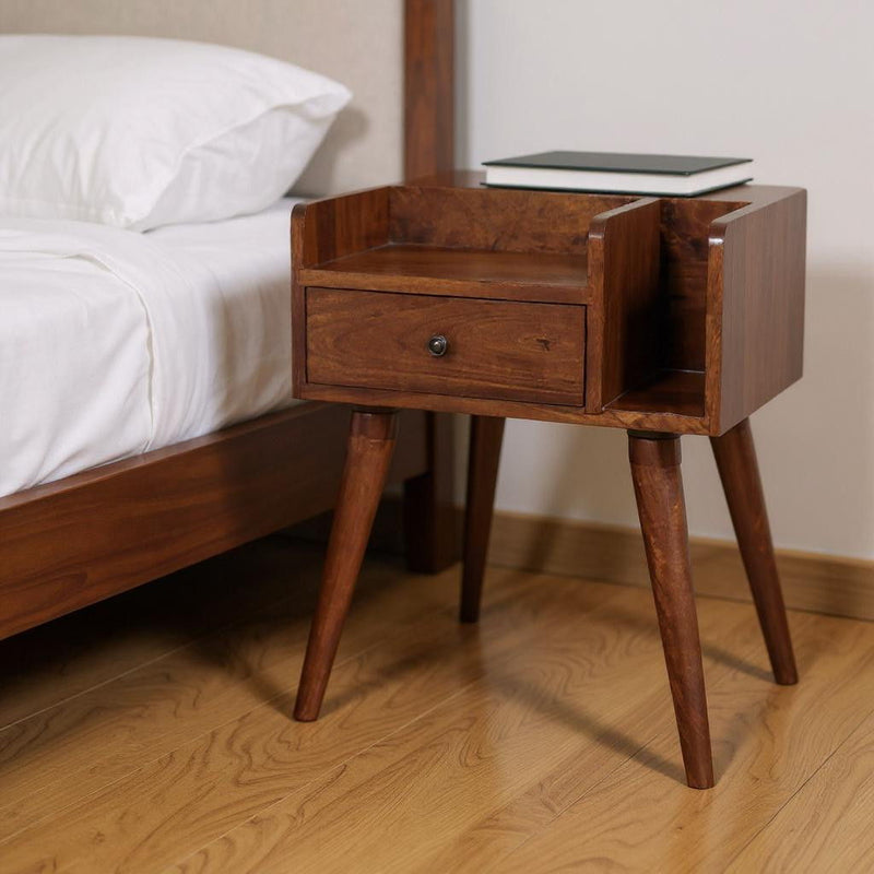 22" One Drawer Wood Nightstand - Chestnut