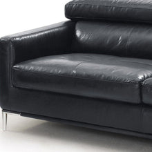 Load image into Gallery viewer, Genuine Leather Sofa With Silver Legs - Black
