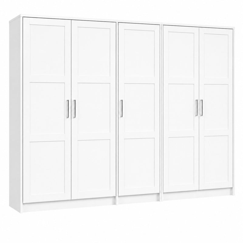 Solid Wood Five Door Combo Dresser - White
