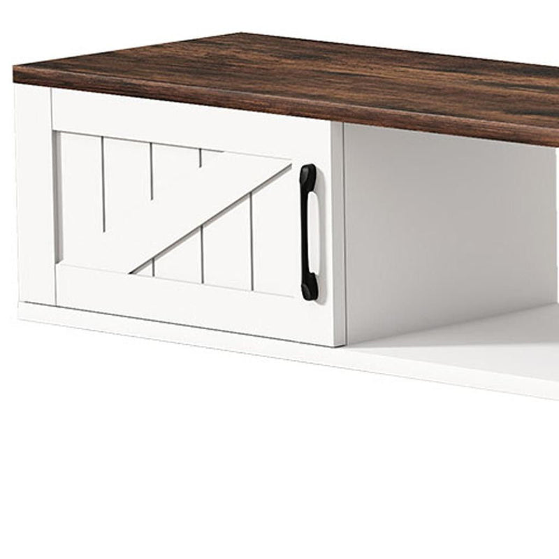 Floating Mount TV Stand With Fireplace - White
