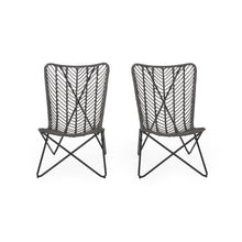 Load image into Gallery viewer, Outdoor Wicker Chair With Geometric Cross Base, (Set of 2) - Gray
