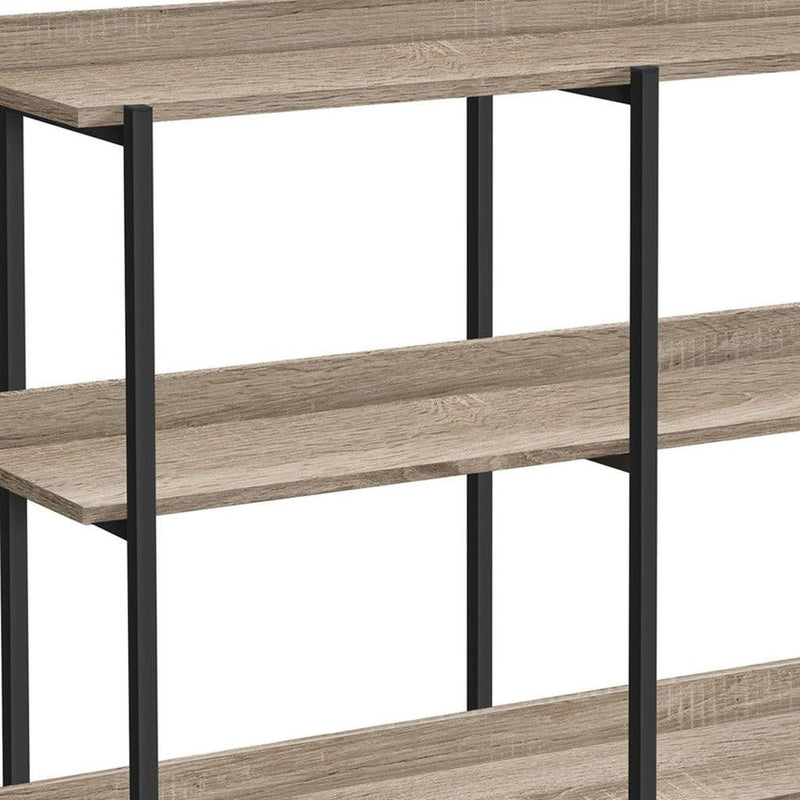 End Table With Three Shelves - Black / Taupe