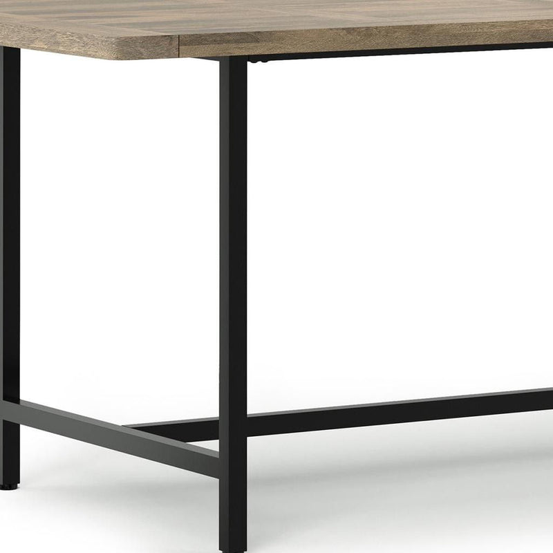72" Solid Wood Iron Frame Base Dining Table - Gray / Black