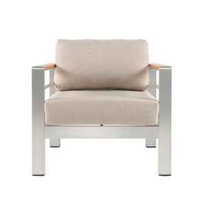 Cora - Outdoor Aluminum Club Chair - Silver / Beige