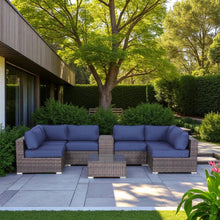 Load image into Gallery viewer, Elegant 4 Person Wicker Patio Seating Set With Cushions And Glass Top Table
