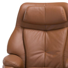 Load image into Gallery viewer, Tufted Genuine Leather Manual Swivel Recliner With Ottoman (730548) - Russet
