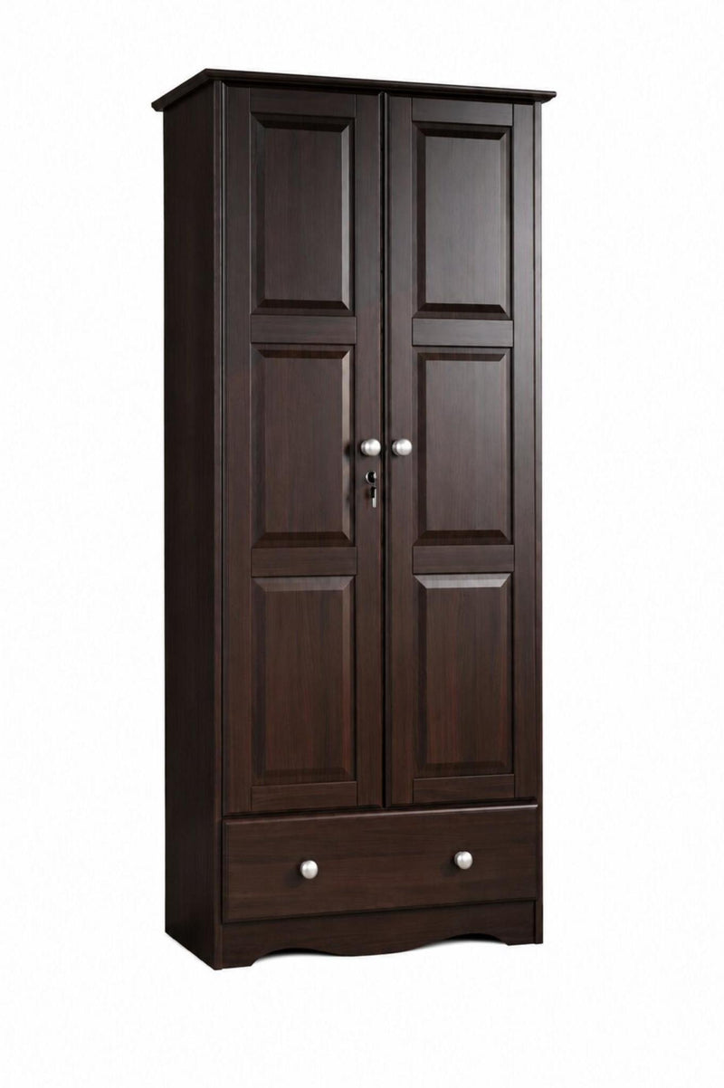 Solid Wood Two Door Single Drawer Combo Dresser (762944) - Espresso