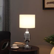 Load image into Gallery viewer, Metal Urn Table Lamp With White Drum Shade - Silver
