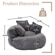 Load image into Gallery viewer, Oversized Bean Bag Chair With 3 Pillows &amp; Armrest - Dark Gray
