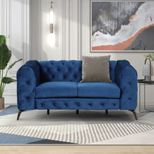 Load image into Gallery viewer, 63&quot; Velvet Upholstered Loveseat Sofa,Modern Loveseat Sofa with Button Tufted Back,2-Person Loveseat Sofa Couch for Living Room,Bedroom,or Small Space,Blue
