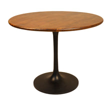 Load image into Gallery viewer, 40" Rounded Solid Wood And Iron Pedestal Base Dining Table - Brown
