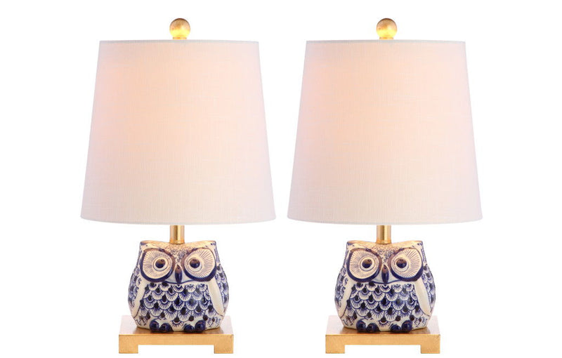 Novelty Bedside Lamps With Empire Shades (Set of 2) - Blue