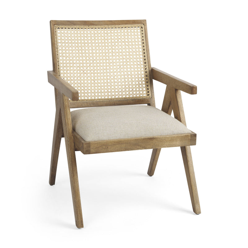 Solid Wood Arm Chair - Beige