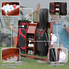 Load image into Gallery viewer, Wood Freestanding Adjustable Multi Use Golf Shelf - Reddish Brown
